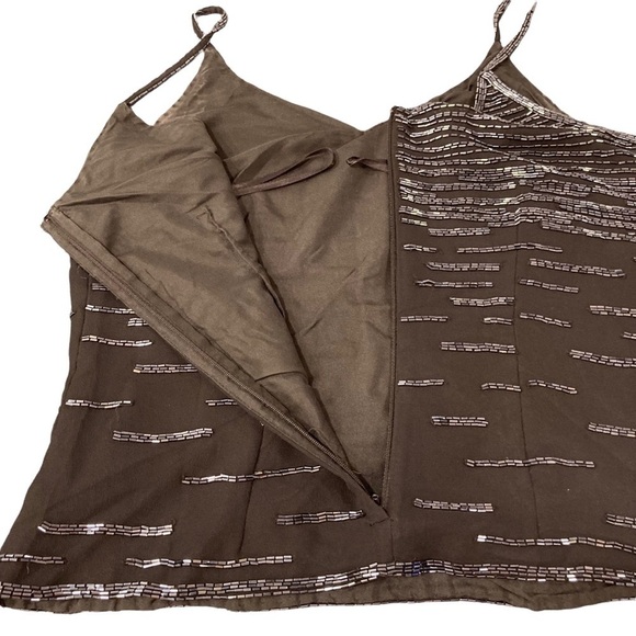 J Kara New York sz Large black sequin fitted spaghetti strap top - Picture 6 of 16